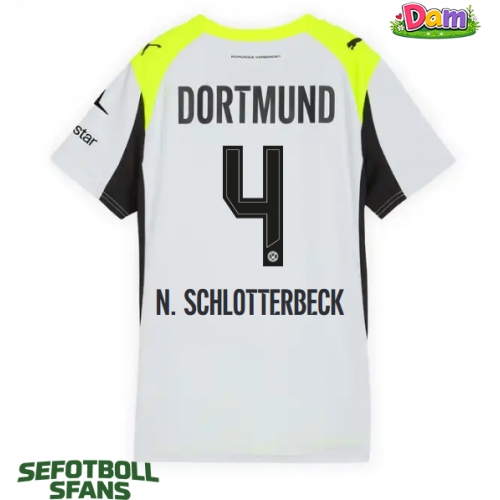 Borussia Dortmund Nico Schlotterbeck #4 Bortatröja Kvinnor 2025-26 Kortärmad